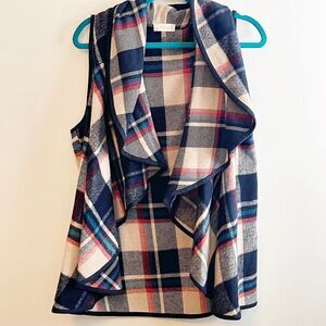 Plaid Open Waterfall Sweater Vest Cabincore Cozy - Altar'd State - Size Large